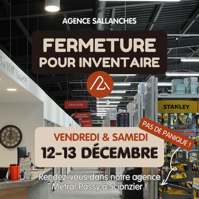 Fermeture pour inventaire : 12 et 13 décembre